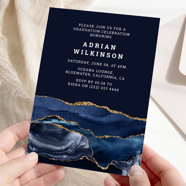 Convites Formatura em Ágata Azul Marinho e Dourado (Criador carregado)