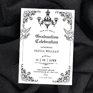 Convites Formatura em arco gótico vintage preto e branco