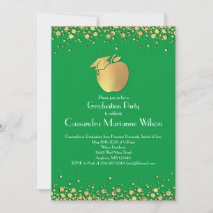 Convites Formatura em Educação de Professores Verde Dourado