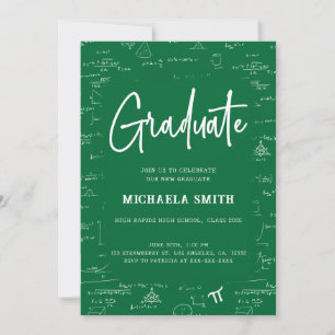 Convites Formatura em Matemática Verde Elegante