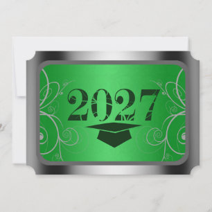 Convites Formatura em Moldura Verde e Prata
