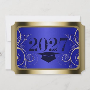 Convites Formatura em Quadro Azul e Dourado