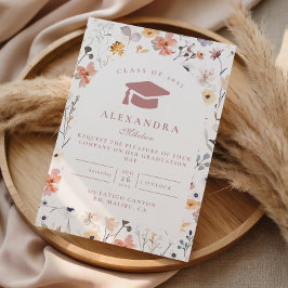 Convites Formatura Floral Rosa Bege