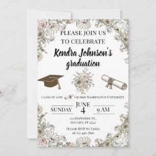 Convites Formatura Floral Vintage Suave 
