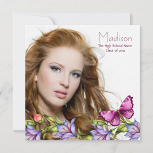 Convites Formatura Foto Borboleta Silvestre Rosa Meninas 