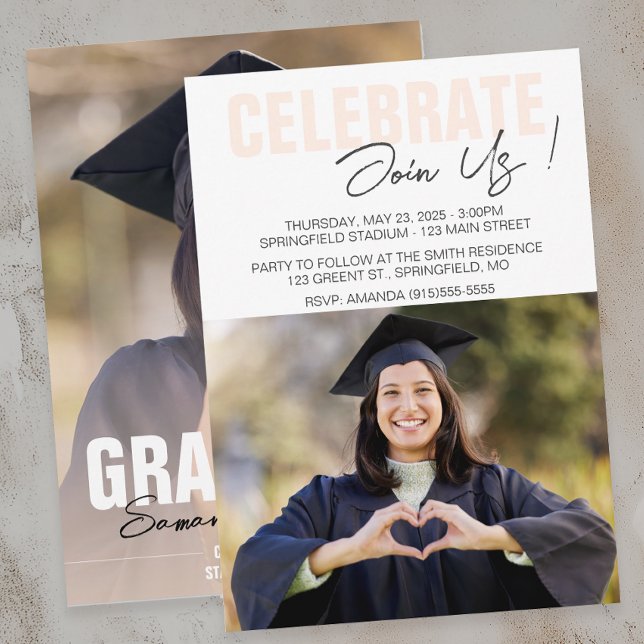 Convites Formatura Foto Moderna  (Modern Graduation Invitation)