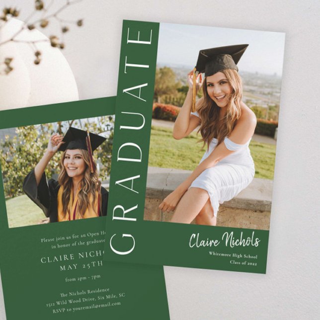 Convites Formatura Foto Vertical Moderna (Modern Typography Photo Graduation Invitation)