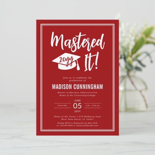 Convites Formatura Mestrado Modern Masterizado  (Em pé/Frente)