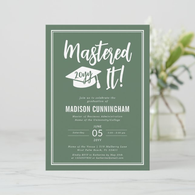 Convites Formatura Mestrado Modern Masterizado  (Em pé/Frente)