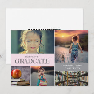 Convites Formatura na Pré-Escola Rosa Colagem de Fotos Pers