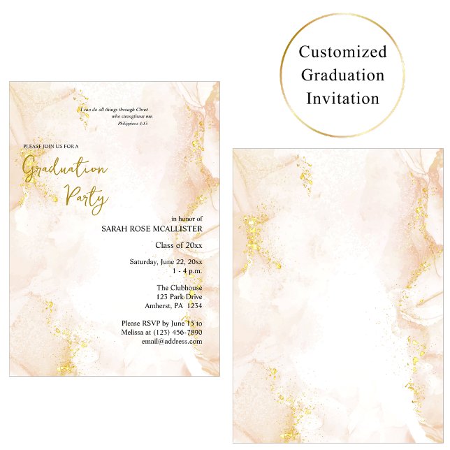 Convites Formatura Ortodoxa Cristã Pêssego e Dourado 2026 (Criador carregado)