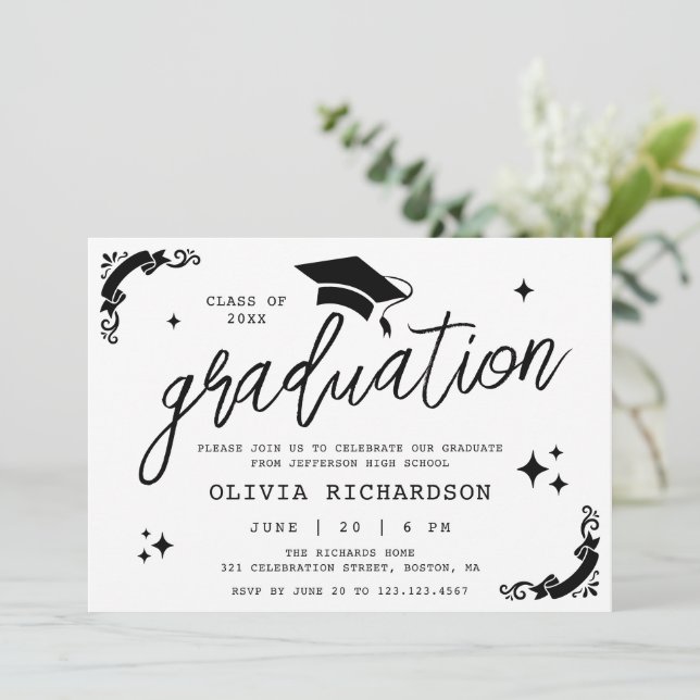 Convites Formatura Personalizada Elegante Roteiro Estrelas  (Em pé/Frente)