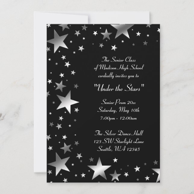 Convites Formatura Prom Silver Under the Stars (Frente)