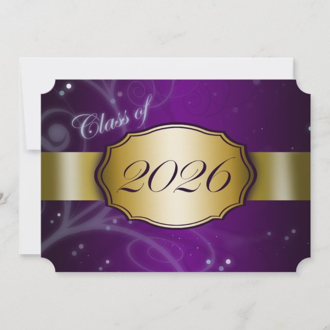 Convites Formatura Roxo e Dourado 2026 (Frente)