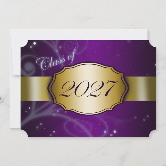 Convites Formatura Roxo e Dourado 2027 (Frente)