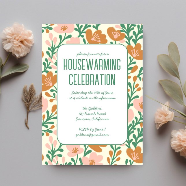 Convites FÓRMULA DE PADRÃO Foral Personalizada (Colorful Floral Pattern Custom HOUSEWARMING PARTY Invitation
)
