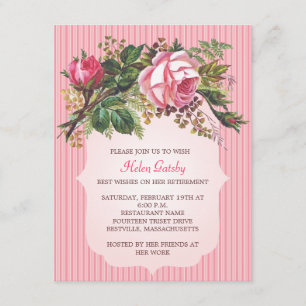 Convites Formulário de Baixa de Rosa de Vintage