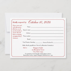 Convites Formulário de Resposta de Reunião de Classe de Fai