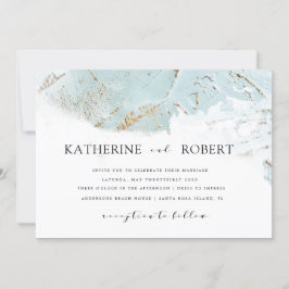 Convites fornalha de ouro azul texturizada Folha moderna