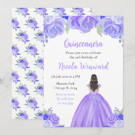 Convites Forrageira Princesa Roxo Quinceanera