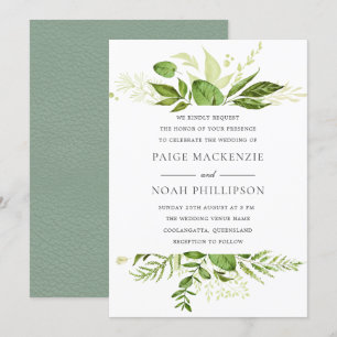 Convites Forrest Greenery Elegant Weditation