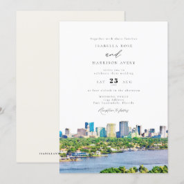 Convites FORT LAUDERDALE Watercolor Casamento Skyline