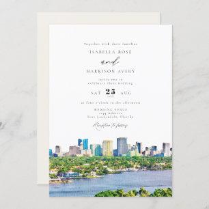 Convites FORT LAUDERDALE Watercolor Casamento Skyline
