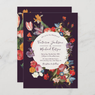Convites Forte Casamento Floral Dark e Moody Burgundy