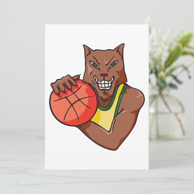 Convites Forte Mascote de Basquete Wildcat (Criador carregado)