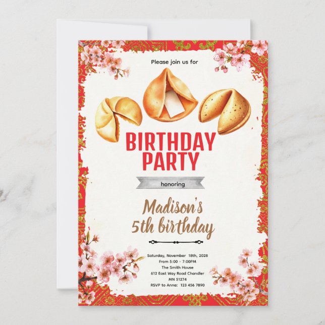 Convites Fortune Cookie Birthday Invitation (Frente)