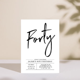Convites Forty   Modern 40th Birthday Party Invitation
