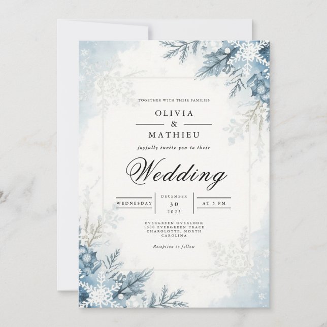 Convites Fosco Bloom Casamento no inverno (Frente)