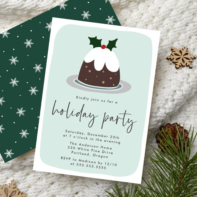 Convites Fosco Fruitcake Holly Mint e Green Holiday Party (Criador carregado)