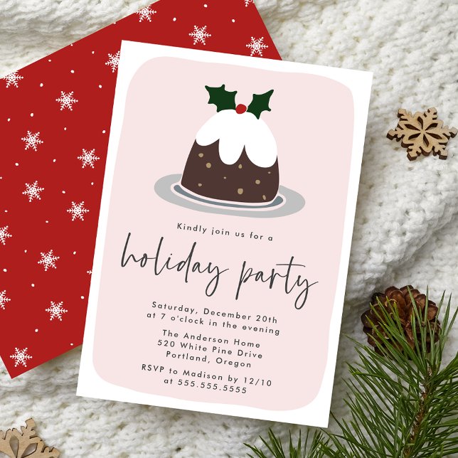 Convites Fosco Fruitcake Holly Pink & Red Holiday Party (Criador carregado)