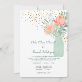 Convites Fosco Glass Mason Jar Floral Weding