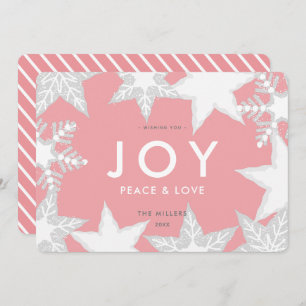 Convites FOSCO JOY Flocos de Neve Placa de Natal Rosa