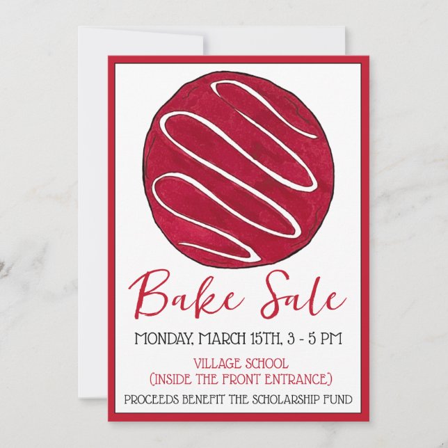 Convites Fosco Vermelho Velvet Cookie Swap Assar Venda (Frente)