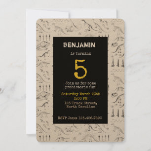 Convites Fósseis do Dinossauro - Aniversários de criança