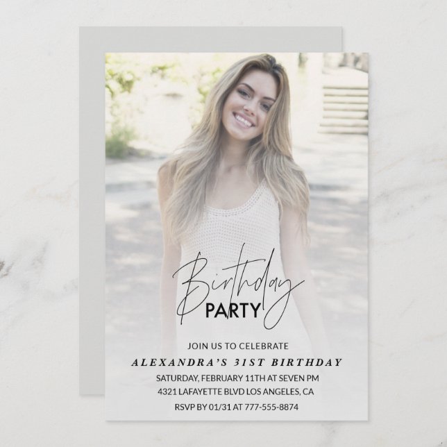 Convites Foto: 31º aniversário de Cinza de Festa de anivers (Frente/Verso)