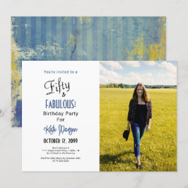 Convites Foto 50 e FABULOUS 50th Festa de aniversário Blues