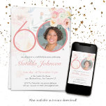 Convites Foto 60º Aniversário Pink Floral Watercolor Person<br><div class="desc">Foto 60º Convite Personalizado De Cores De Água Flórida Rosa De Aniversário. Convite de aniversário floral e botânico, cor-de-rosa, feminino e delicado. Ele apresenta lindas flores de aquarela e uma foto personalizada que você pode mudar para a sua! O designer está sempre pronto para ajudar, contate-a se precisar de ajuda...</div>
