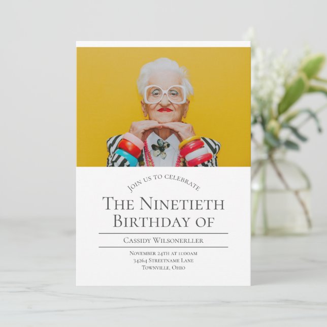 Convites Foto 90 Aniversário (Em pé/Frente)