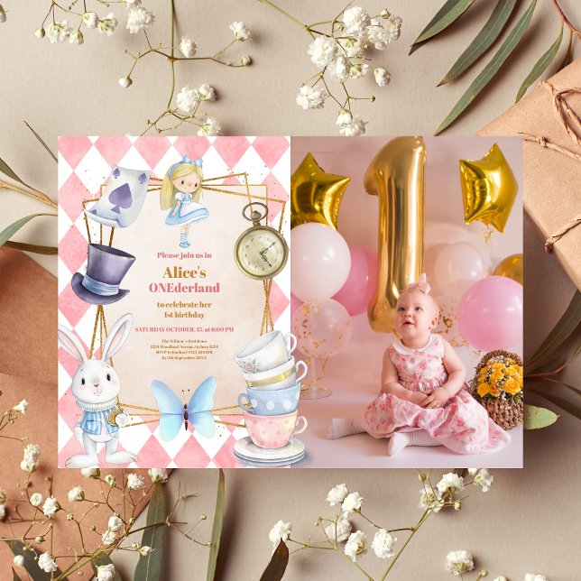 Convites Foto Alice no primeiro aniversario One-derland (Criador carregado)