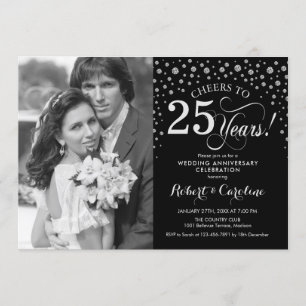 Convites Foto Aniversário de 25 Anos de Casamento - Preto P