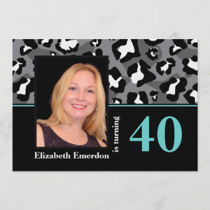 Convites Foto aniversário de 40 anos de impressão de leopar