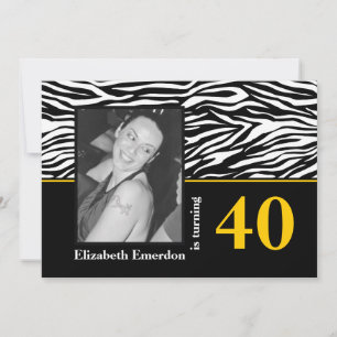 Convites Foto aniversário de 40 anos de impressão de zebr