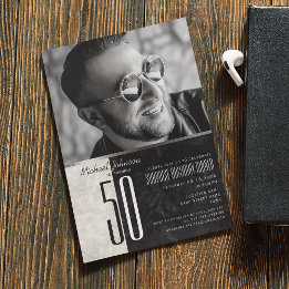 Convites Foto Aniversário de 50 anos Masculino