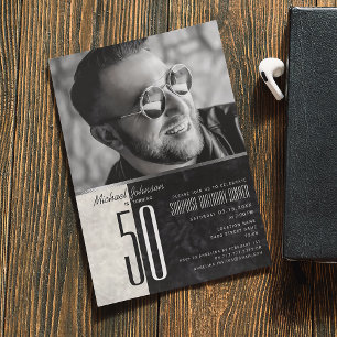 Convites Foto Aniversário de 50 anos Masculino