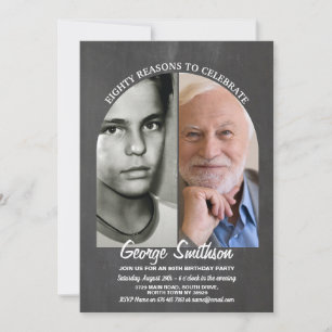 Convites Foto Aniversário Estilo de Vintage Chalk 2 Imagens