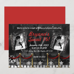 Convites Foto antiga de Hollywood em preto e branco no tape